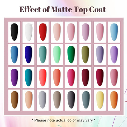 Gel Nail Polish Set 36Pcs 32 Colors Kit with Base Coat Glossy Matte Glitter Top Coat Green Blue Red Pink Collection Gift for Women Nail Art Supplies