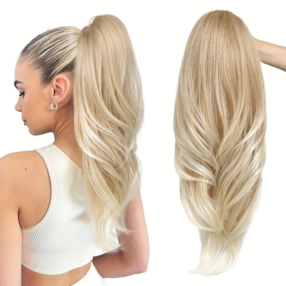 Drawstring Ponytail Extension for Women Synthetic Clip In Wrap Around Pony Tail Long Wavy Layered 26 Inch Blonde Brown Ash Brown Highlighted Multi Color No Glue No Heat