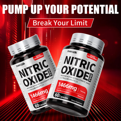 Nitric Oxide Supplement 1466mg — L-Arginine, L-Citrulline & Beet Root Formula for Athletes | Boosts Circulation, Endurance & Muscle Pump | Men & Women | 1-3 Bottle Options