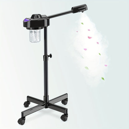Professional Ozone Facial Steamer with Stand on Wheels Hot Mist Face Steamer for Home Salon Spa Deep Pore Cleansing Skin Hydration