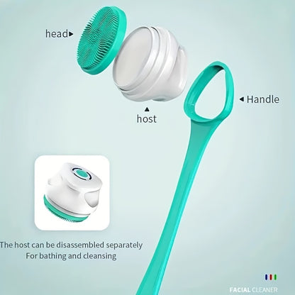 Electric Body Scrubber 6-in-1 Rechargeable Shower Brush - Vibrating Back Scrubber with Long Handle & Exfoliating Brush Heads for Deep Cleansing, Spa Gift for Women
