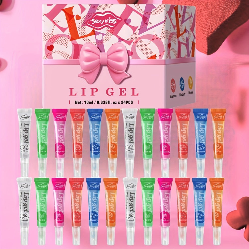 Luxury Lip Balm Collection of 24pcs in a Box And Glossy, Ideal for Chapped Lips, Perfect Valentine'S Day Gift for Her