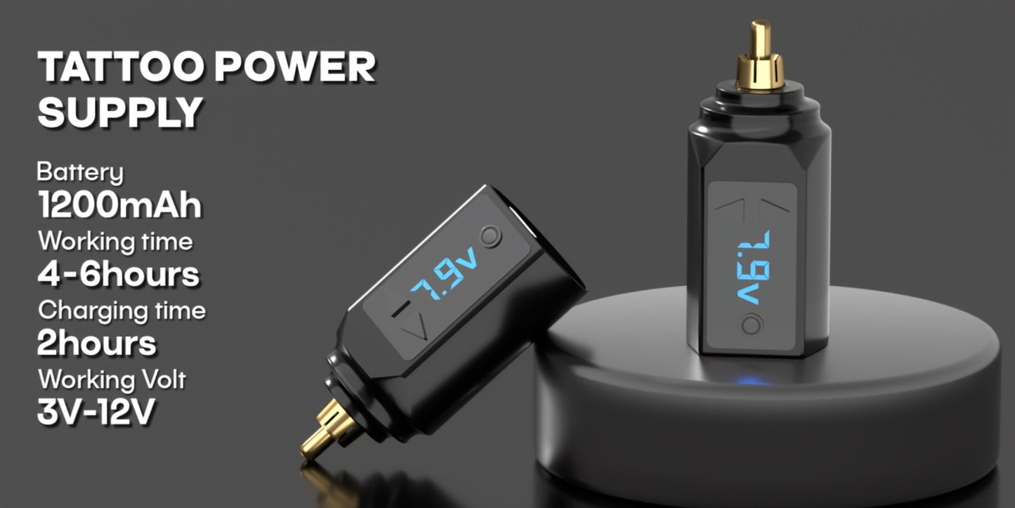 Wireless Tattoo Battery Pack RCA - USB Rechargeable Cordless Power Supply, 6H Runtime, Lightweight Portable for Tattoo Guns & Machines, Professional & Beginner Artists