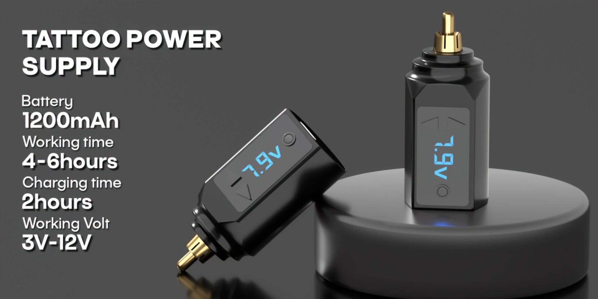 POSEIDON Portable Cordless USB-Rechargeable RCA Lithium Battery Pack - Compatible for Tattoo Guns & Wireless Machines, 6H Runtime, Lightweight Power Supply for Tattoo Artists, Body Makeup, -the- Professional Art Sessions