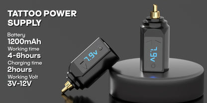 Wireless Tattoo Battery Pack RCA - USB Rechargeable Cordless Power Supply, 6H Runtime, Lightweight Portable for Tattoo Guns & Machines, Professional & Beginner Artists