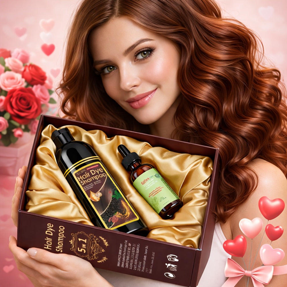Hair Dye Coloring Shampoo 5-in-1 Upgraded - SJOPA Hibiscus Oil, Squalane & Glycerin, Quick Color & Nourishing, Gentle Skin-Safe, 12 Shades, 16.91oz