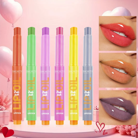 6pcs/set Neon Color Press-on Lipstick Set, Lip Moisturizing Lip Gloss Set, Valentine's Day Gift for Wife