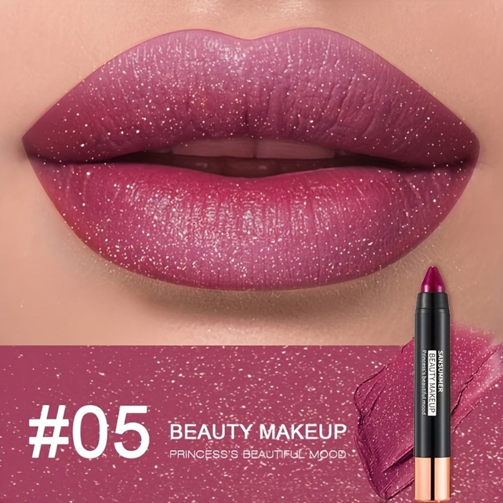 Crayon Lipstick Gift Box Set 6 Shades Matte Velvet Waterproof Long Lasting Easy Apply Popular Colors Luxury Lip Makeup Gift for Women Travel