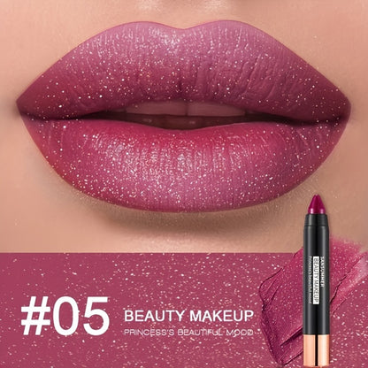 Crayon Lipstick Gift Box Set 6 Shades Matte Velvet Waterproof Long Lasting Easy Apply Popular Colors Luxury Lip Makeup Gift for Women Travel