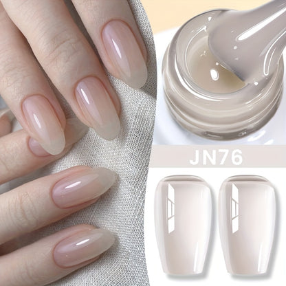 Nude Jelly Gel Nail Polish 10ml Skin Tone Transparent Finish – Semi-Permanent Soak-Off UV LED 30-Day Wear, Jade Nail Art Minimalist Natural Look for Women, Shades JN05 JN68 JN75 JN76