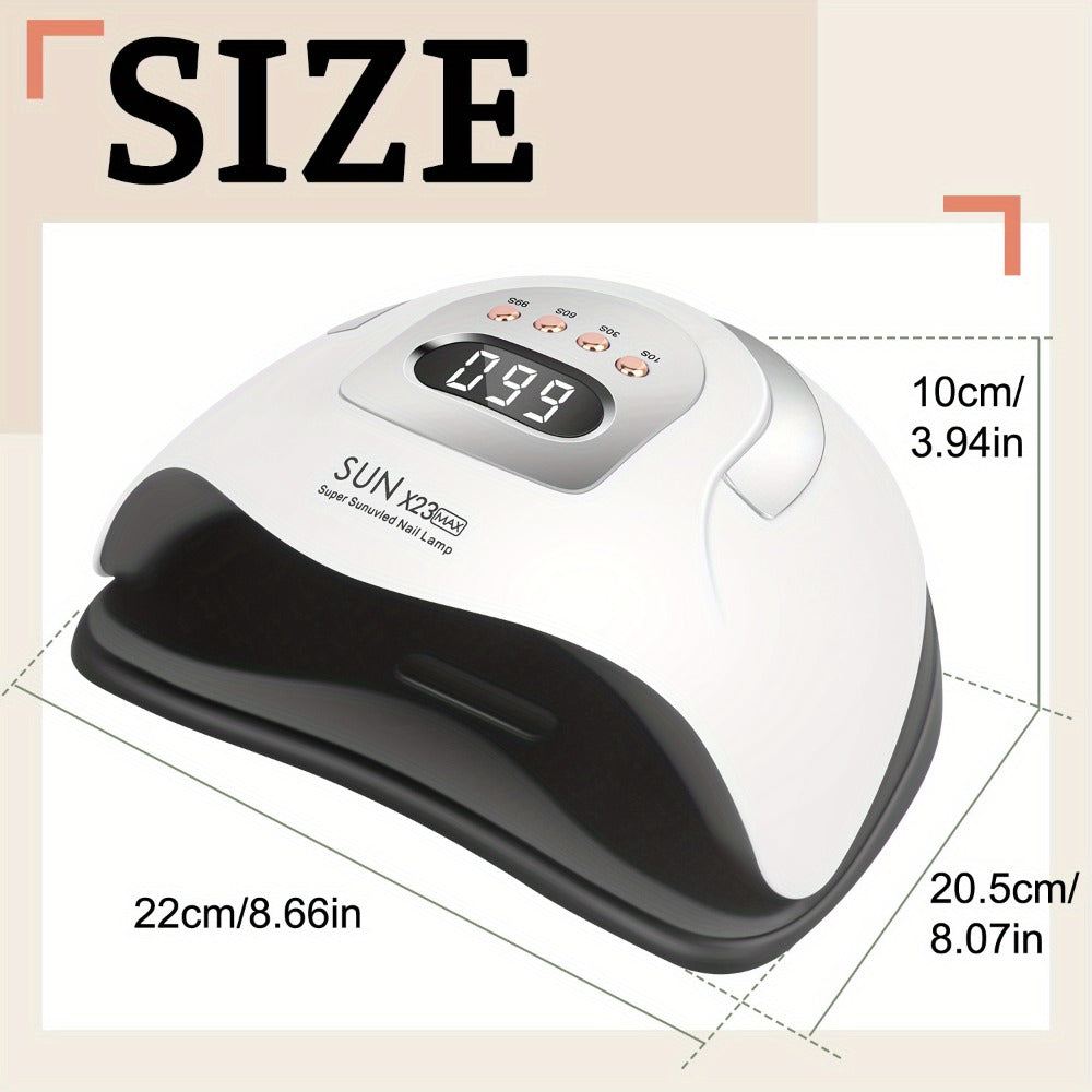 380W Professional /LED Nail Lamp with Auto Sensor & LCD Timer - Fast Gel in 4 Timing Modes (10s/30s/60s/99s), USB-Powered Nail Dryer with One-Touch Button, for Home, Salon, Manicure, Pedicure - Safe Light for Gel Polish Hardening