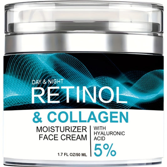 Retinol Moisturizing Cream with Collagen Hyaluronic Acid Vitamin C+E - Advanced Anti-Aging Face Body Hand Cream for All Skin Types Day & Night Use 1.69 oz