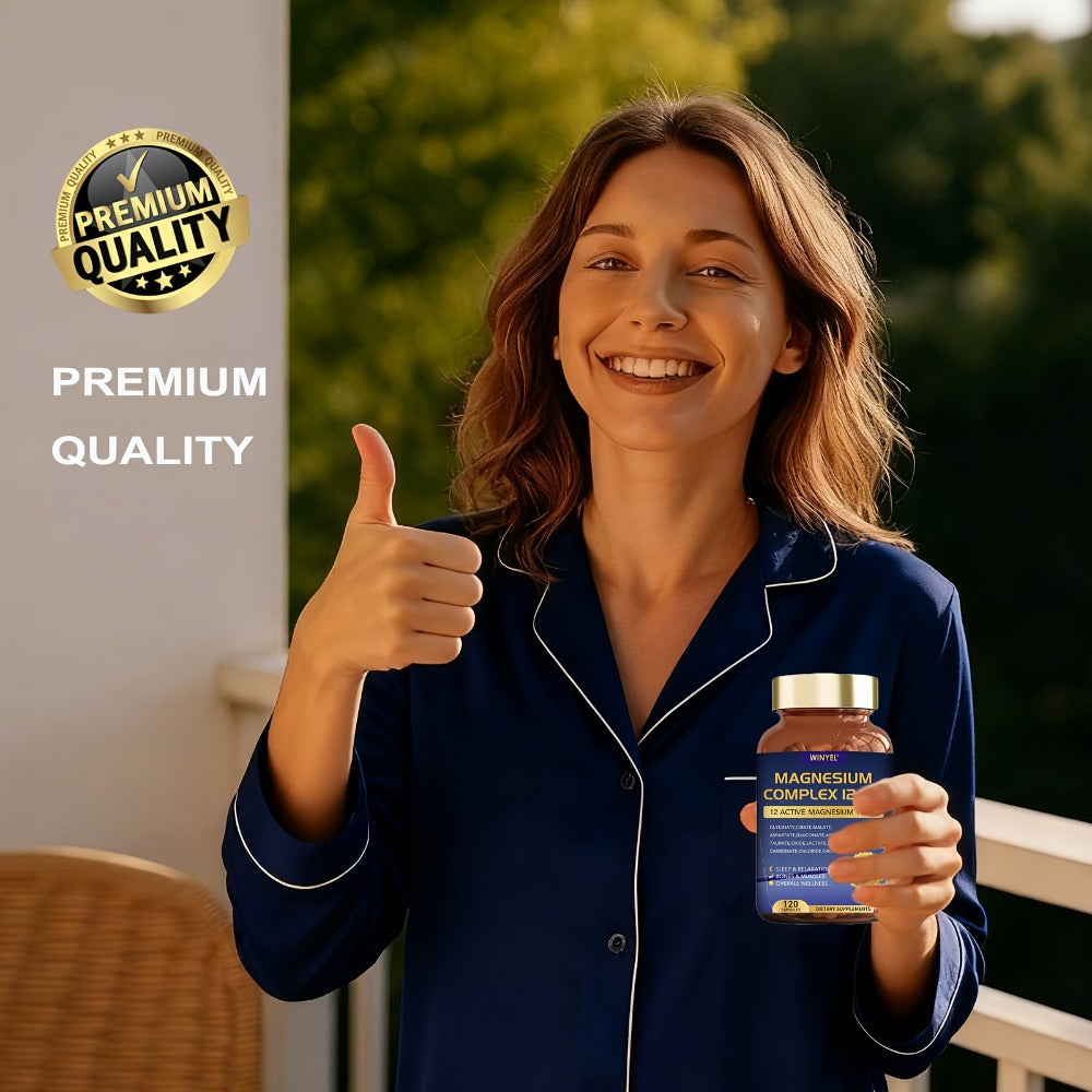 12-in-1 Magnesium Complex Supplement 700 MGwith Glycine, Citrate, Malate, Oxide, Taurine, Aspartate, And Magnesium Phosphate for Sleep, Mood, Nerve, Heart Health, Muscle Function, 120 Capsules