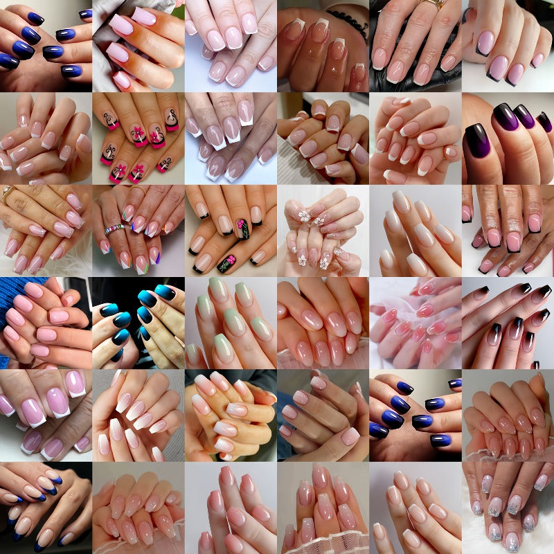 [375pcs Press-On Nails Set] 375pcs Press-On Nails Set - Short & Medium Lengths, Almond & Square Tips, Glossy Gel Polish in Pastel, Neon, Glitter, Holographic, Marble, Striped, Floral, Animal Print & Heart Patterns - Easy Application for Salon-Quality