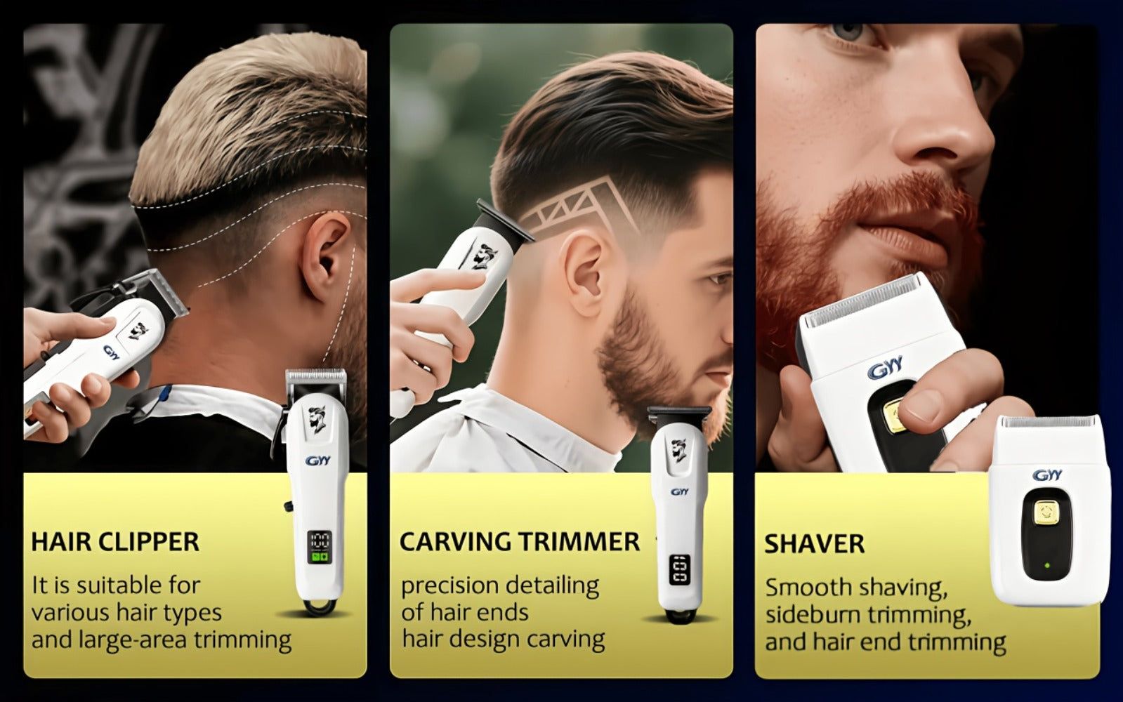 1PCProfessional Hair Clipper Kit for Home & Salon Use - Durable Stainless Steel Blade, Digital Display, USB Rechargeable - Perfect Gift for Father's Day, Valentine's, Birthday, Holidays & Friends