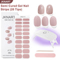 Nail Art Kit, Includes 20 Semi-d Nail Stickers, High-power Portable Lamp, Gel Stickers, Full-coverage Semi-baked Nail Stickers, Second-generation Semi-d Soft Gel Nail Patches That Require Under a Lamp, Nude Gel Nail Stickers, Suitable for Party Gifts