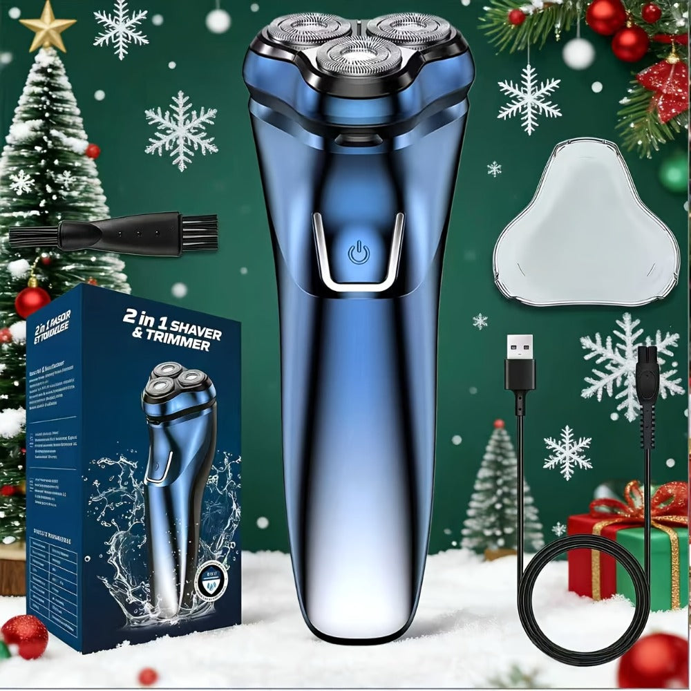 Rechargeable Electric Shaver And Trimmer for Men - Travel Razor for Close Shaving with Pop-up Trimmer, 1-Hour Fast Charge, & Easy Clean - Ideal Gift for Father/Husband/Boyfriend