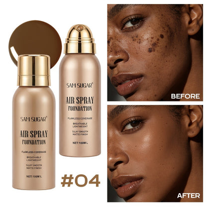 Matte Foundation Spray Powder with Brush Set — Waterproof Sweat-Proof Long-Lasting Full Face Coverage, Natural Finish for All Skin Types