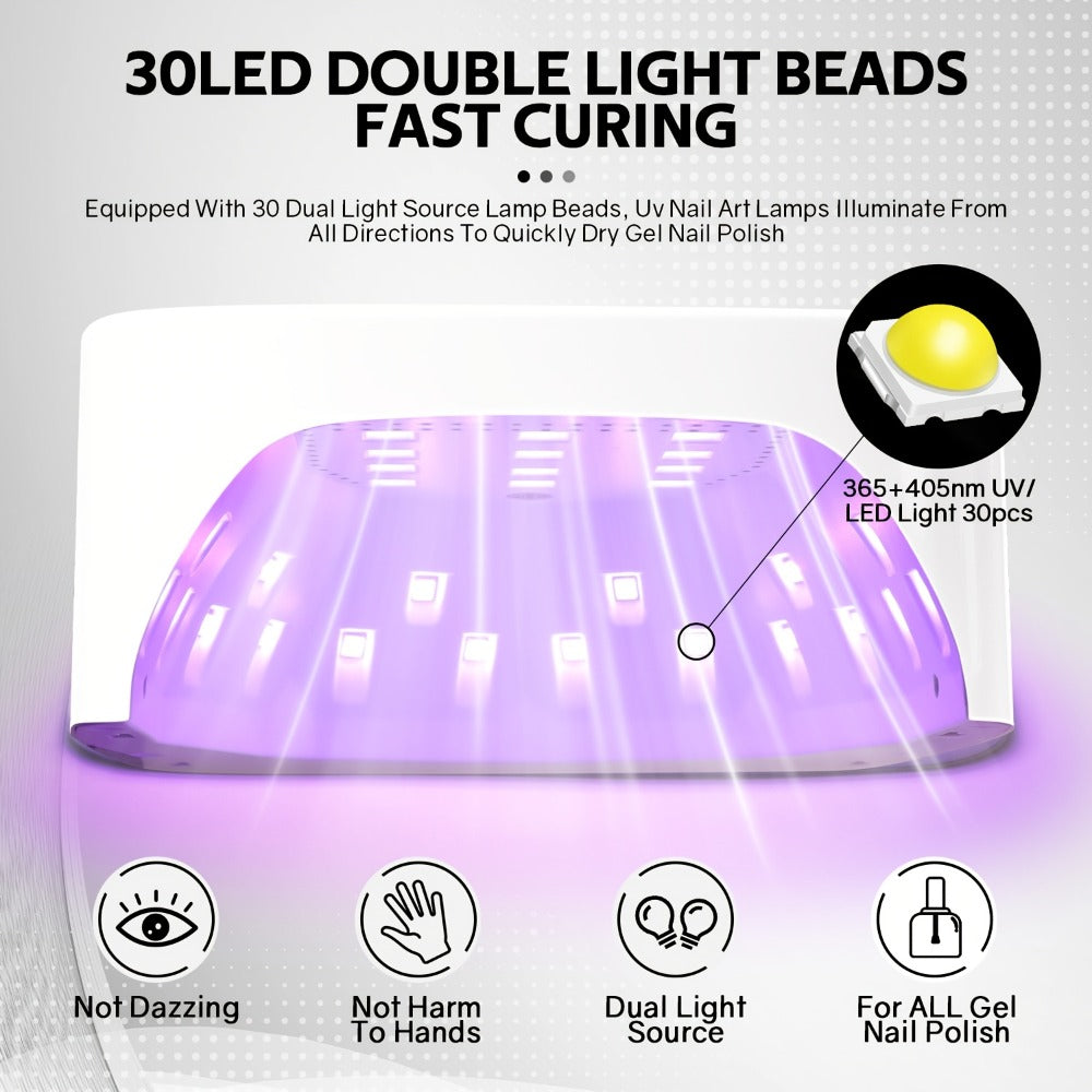 Nail Tech Supplies 30 LED 3 Timers Nail Lamp Fast Nail Gel Porfessional Safe Rechargeable Portable Wireless Nail Polish Dryer