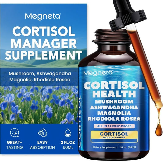 Cortisol Liquid Drops- Stress Eating/ Cortisol Belly/ Emotional Management-with Magnesium Glycinate & KSM-66 Ashwagandha & L-Theanine & Natural Herbal- Sublingual Drops-99% Absorption(2fl. Oz./ 2.03oz)