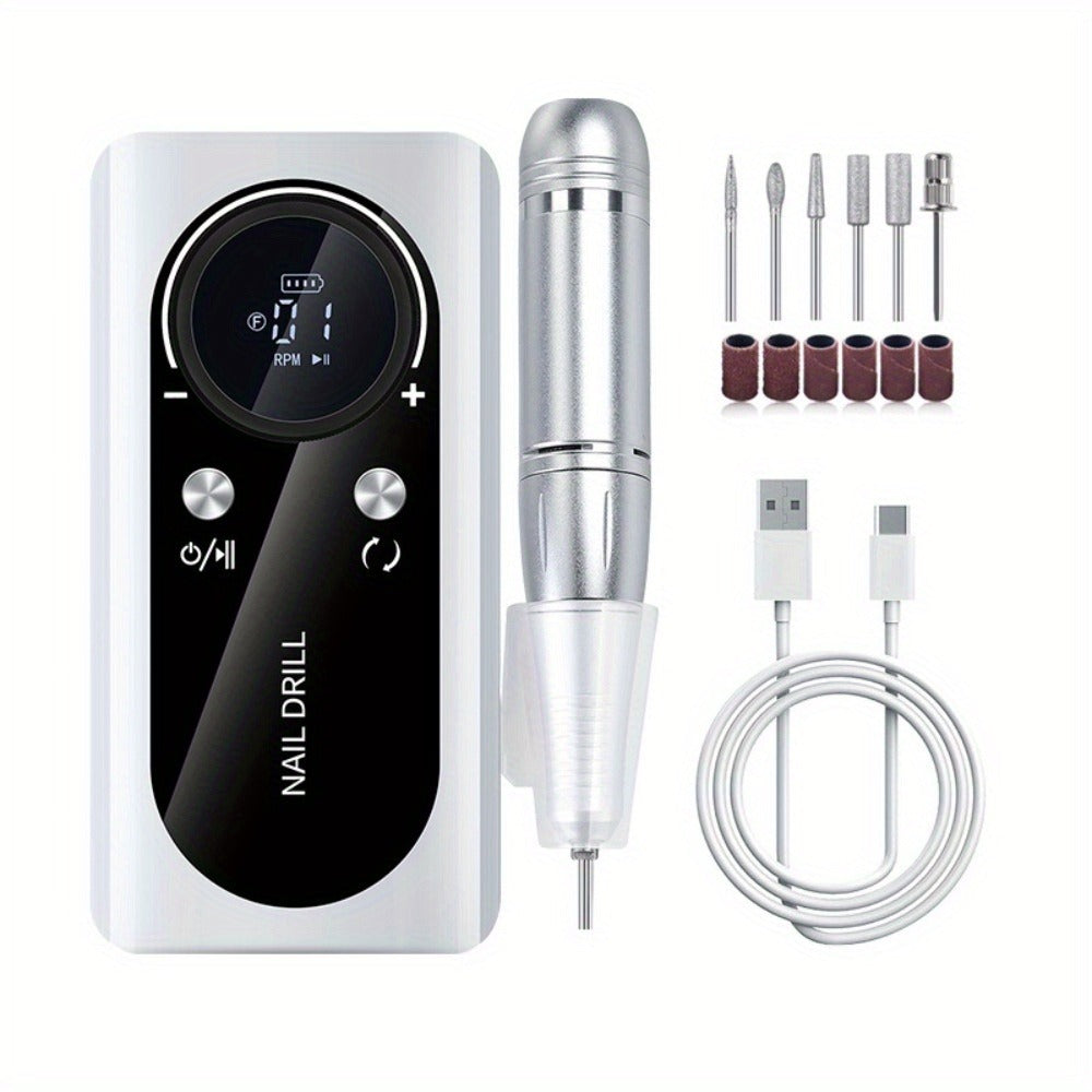 45000 RPM Adjustable Speed Nail Drill Professional Cordless Electric Nail File Low-noise Nail Manicure Machine for Women Buffing And Polishing Nail Tool Set with LCD Display for Nail Salon for Nail Care(Pink Purple White)