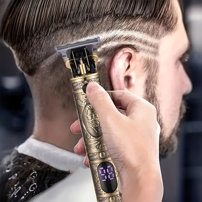 T-Blade Hair Clipper for Men Retro Wireless Electric Trimmer Set with LED Display USB Charging Multiple Accessories - T9 T10 Models Vintage Design Grooming Kit Holiday Gift