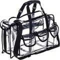 A Set of Extra-Large Professional Transparent PVC Bag, Ideal for Both Men And Women, Featuring Ample Storage Space, a Travel Design, Three External Pockets, And Adjustable Shoulder Straps