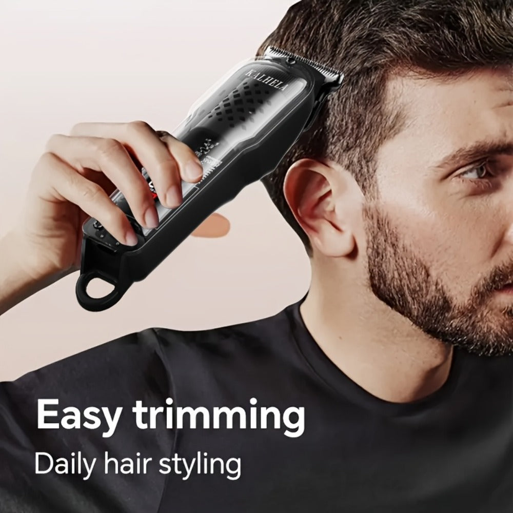 Men'S Hair Clippers | Retro Transparent Body Electric Hair Trimmer for Pompadour Styles, Professional Beard Trimmer with LCD Display, High-Power Hair Grooming Machine, USB Charging, ABS Plastic, Battery, Father'S Day Gift