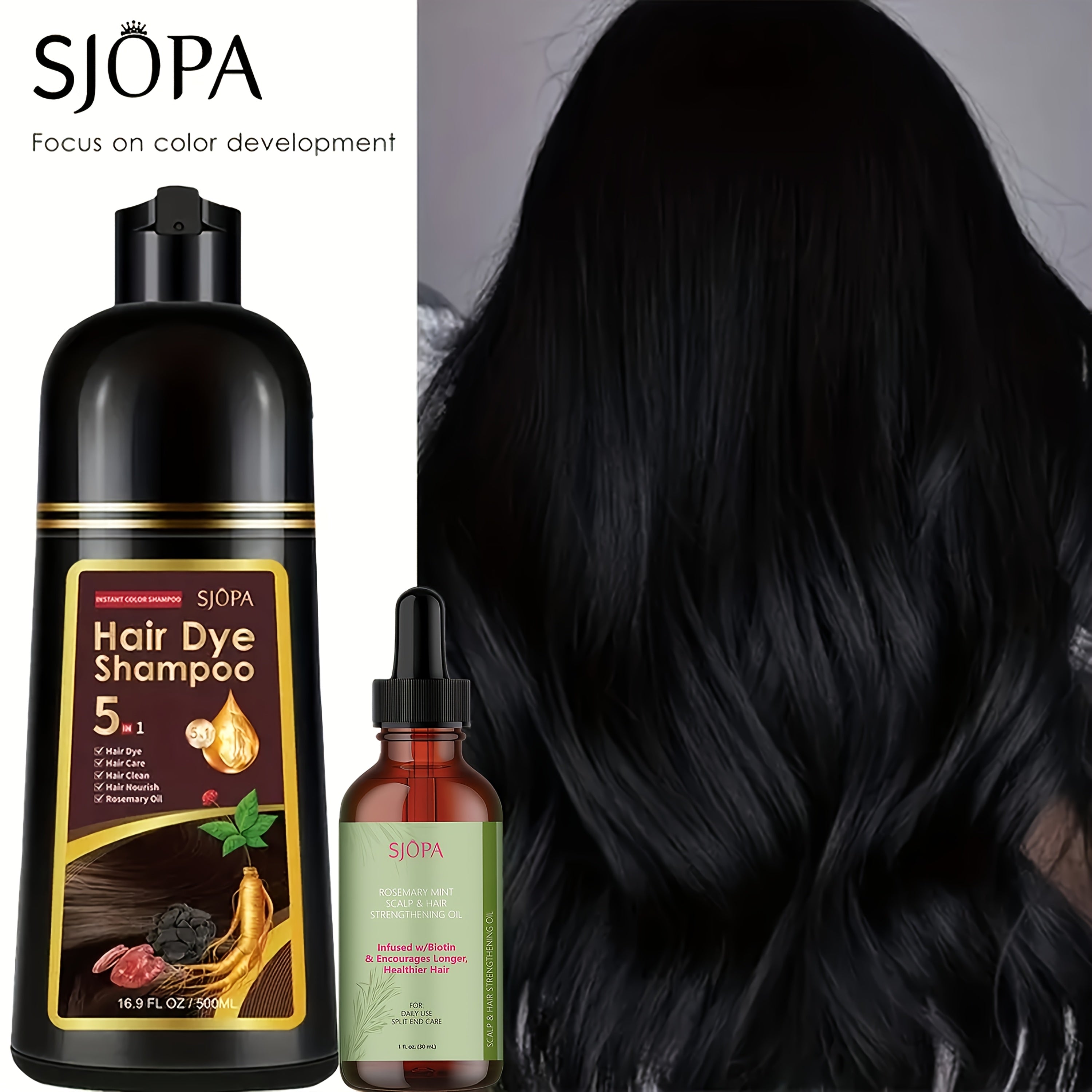 SJOPA 5-In-1 Color-Dyeing Shampoo, Instant Color-Dyeing Conditioner, 16.9 Oz. Safe And Natural Color-Dyeing Shampoo Serum, No Pungent Smell, Unisex, Best Valentine'S Day Gifts
