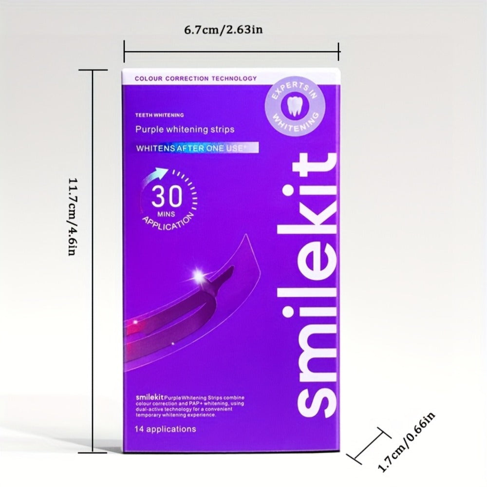 Teeth Strips, 14 Applications, Purple Tooth, Combining and Colour Correction, Teeth Kit, Strips, Peroxide Free ( First Choice Gift for Valentine's Day or Father's Day)