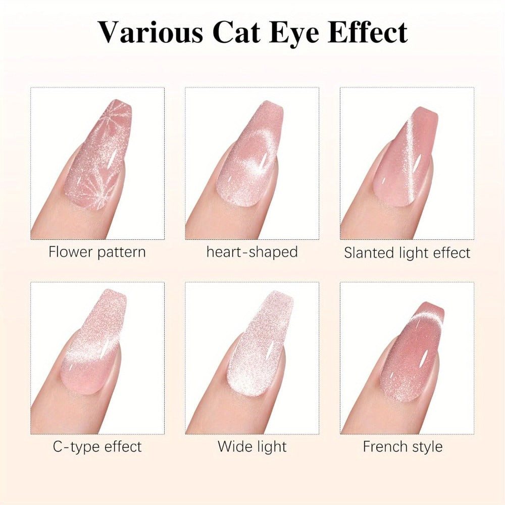 4in 1 Cat Eye Magnet for Nails, Y-Shaped Double Head Cat Eye Gel Nail Polish Magnet, Portable Professional Nail Magnet Stick with Heart Shaped Cat Eye Magnet Tool for Cat Eye Gel Nail Polish, Suitable for Personal DIY, Nail Studio or Nail