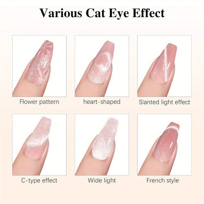 Cat Eye Nail Magnet Stick 4-in-1 Y-Shaped Double Head - Heart & Multi-Pattern Magnetic Tool for Cat Eye Gel Polish, Portable Professional Nail Art Magnet for Salon & DIY