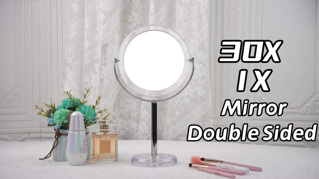 Elegant 30X Makeup Mirror with Detachable Design, Dual-Sided 1X/30X, Vanity Mirror with 360° Rotation, Chrome-Finished Stainless Steel Frame, Professional Makeup Accessories, Portable for Travel & Home Use, Ideal Gift for Wedding, Birthday, Mom Gifts