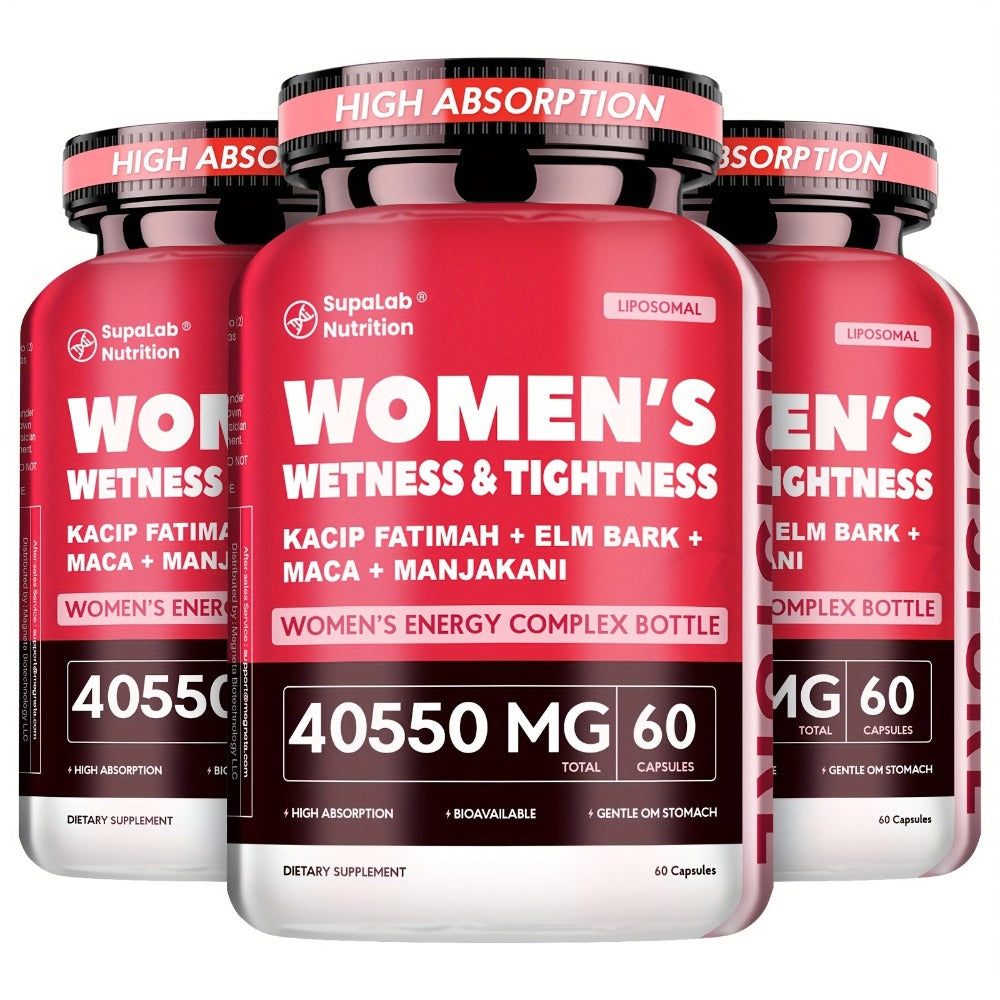 Women's WETNESS & TIGHTNESS Capsules - Natural Hydration & Elasticity, Comfort & Confidence, Postpartum Health- with Kacip Fatimah, Fenugreek, Slippery Elm, Manjakani, And Maca Root, 30 Servings