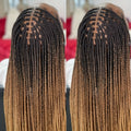 Brown Knotless Box Braid Wig - A Synthetic Lace Front Featuring Handmade Faux Locs, Offering a 360° HD Full Lace Design for Protective Styling And a Versatile Appearance Suitable for Women of Diverse Ethnic Backgrounds