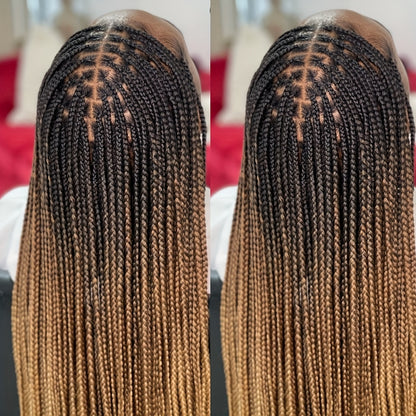Knotless Box Braid Wig for Women — 360° HD Full Lace Synthetic Lace Front, Handmade Faux Locs, 26 & 38 Inch, Protective Style, Multiple Colors, All Ethnicities