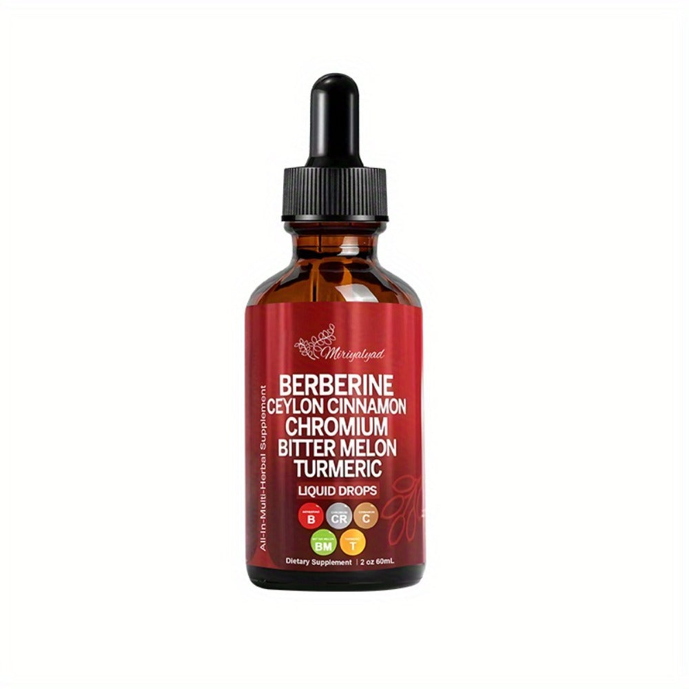 [Natural Plant Supplement] Herbal Liquid Drops With Berberineceylon Cinnamonchromiumbitter Melonturmeric | Natural Plant-Based Supplement | 2 Fl Oz Dietary Supplement