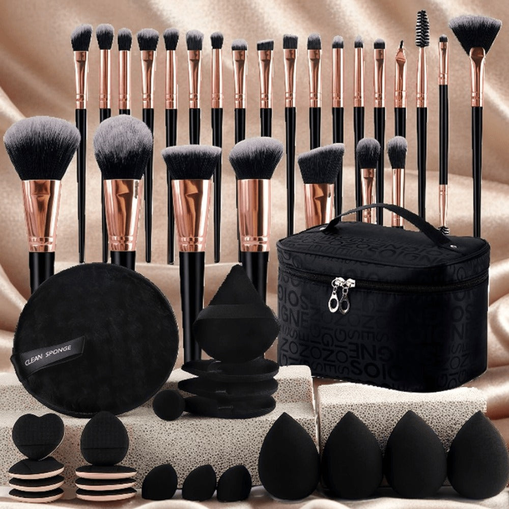 Makeup Brush Set 23/44/47PCS Super Soft Nylon Bristles with Bag - Concealer Contour Sponge Eyeshadow Blending Kit Wet Dry Use - Full-Size Brushes for Powder Highlight Contour All Skin Types