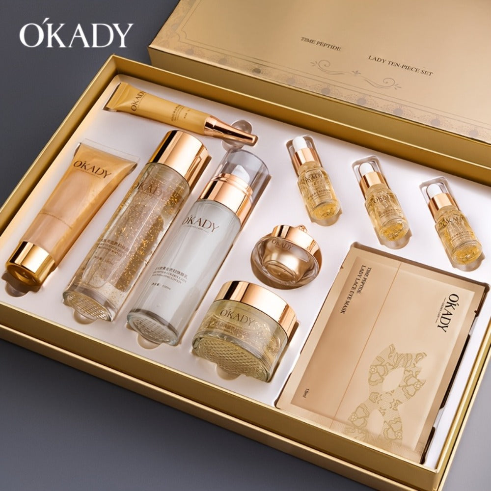 Luxury Skincare Set 10pcs+ Astragalus Facial Mask, Oisturizes Skin To Make Wrinkles Less Noticeable, Day And Night Care, Suitable For AllSkin Types, Not Allergic, With Moisturizing And Firming Skin Set, Mother'S Day Gift-Holiday Surpris