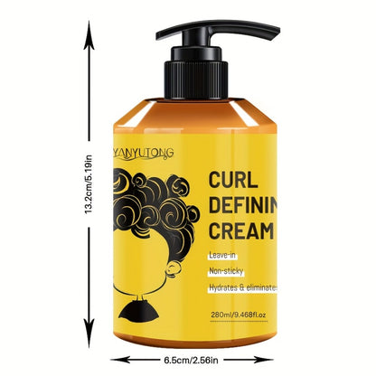 Curl Styling Cream with Argan Oil - Anti Frizz Moisturizing Long Lasting Hold Non-Greasy Hair Styling for Wavy Curly Straight Hair Women Men Hairstyle Design 280ml