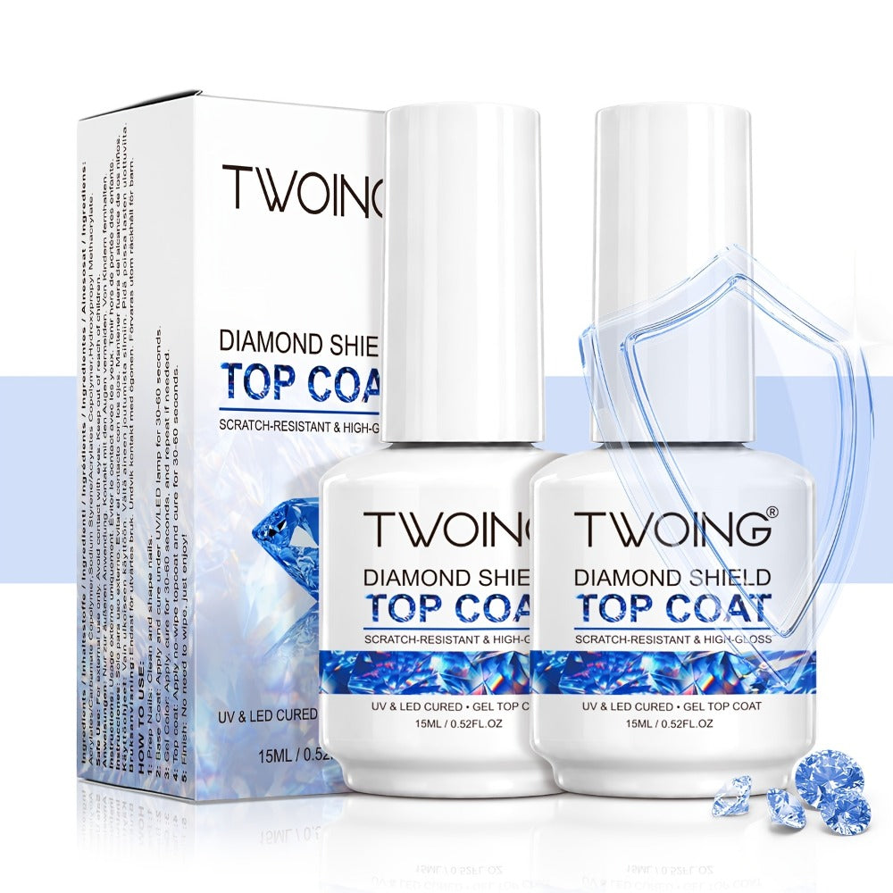 Diamond Shine No-Wipe Gel Top Coat - 0.51oz /LED Soak-Off, High Gloss, Long-Lasting, Scratch-Resistant, Crystal Clear Finish, Professional Nail Art Sealer For Salon & Manicure