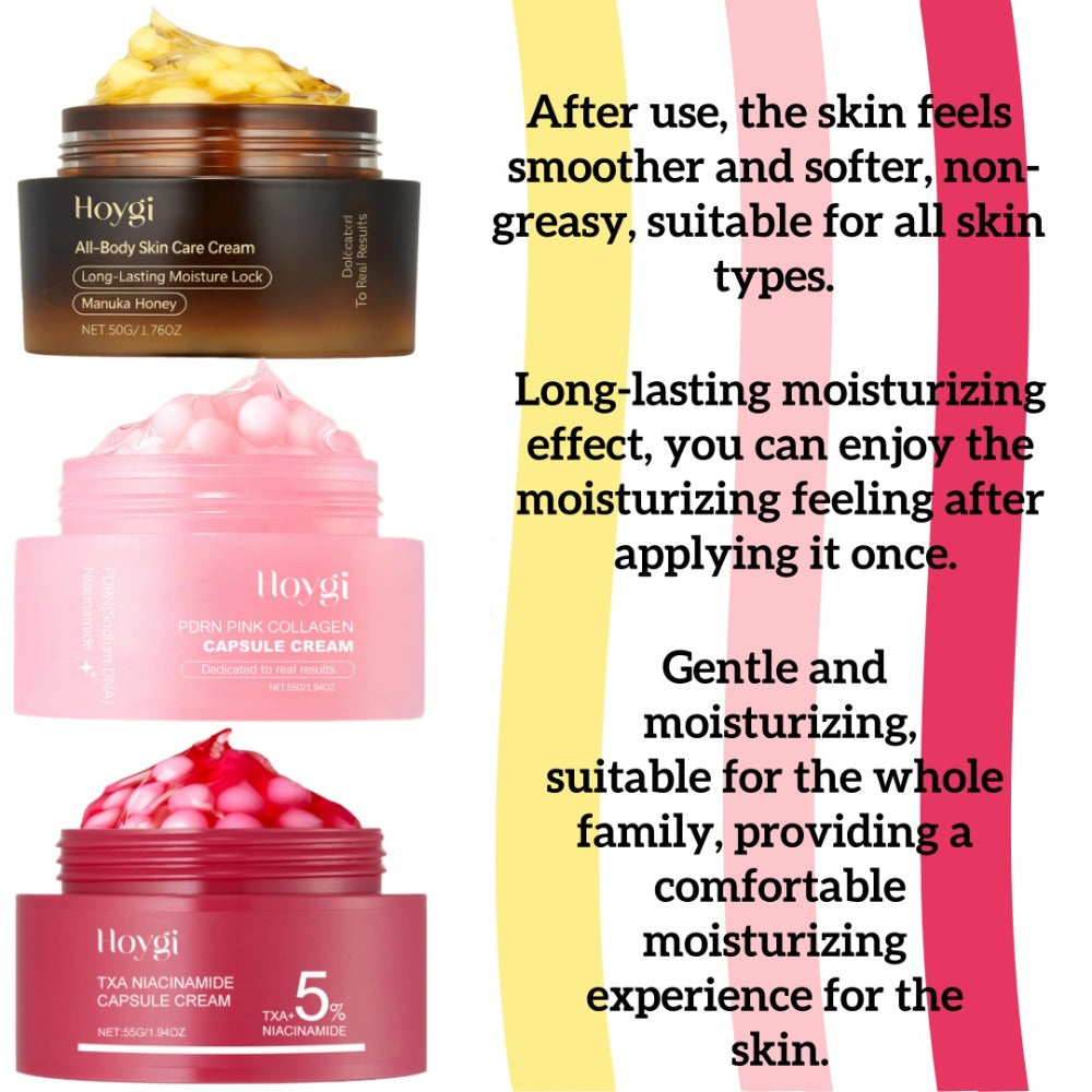 3pcs PDRN Collagen Capsule Cream&Vitamin C Capsule Facial Cream&Nicotinamide Capsule Cream with Capsule Technology, Moisturizes And Locks In Moisture. Suitable for Day And Night Use.valentines Day Gifts, Fall Winter Skincare, Aift Sets for Women