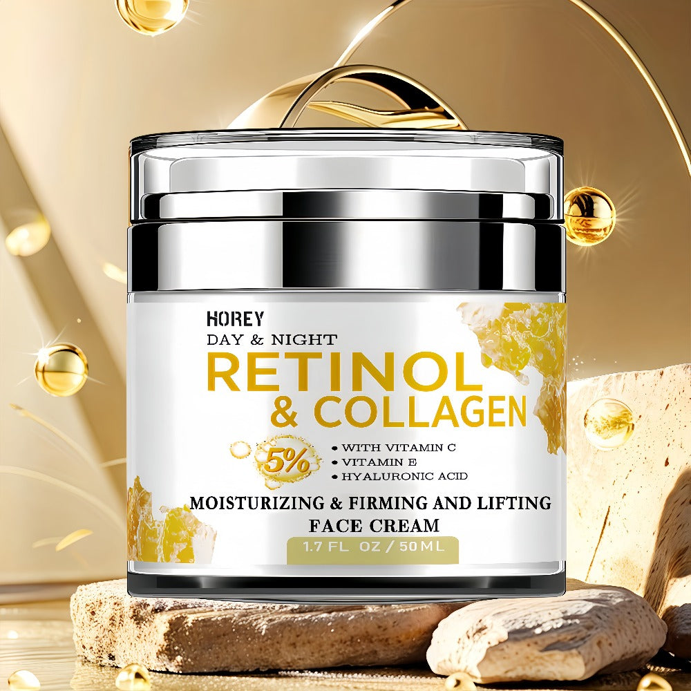 50g Retinol and Hyaluronic Acid Cream, Skincare Facial Moisturizer, Smoothes Fine Lines, Firms Skin Care for Neck, Instant Lift and Brightening, Day and Night Daily Moisturizer, Suitable for Dry, Rough Skin, Youthful Radiance