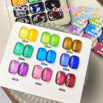 Gel Nail Polish Set 9 Colors Candy Glass Gradient Effect Fall Winter Shades Long-Lasting Durable Nail Art for Salon & Home Manicure Gift