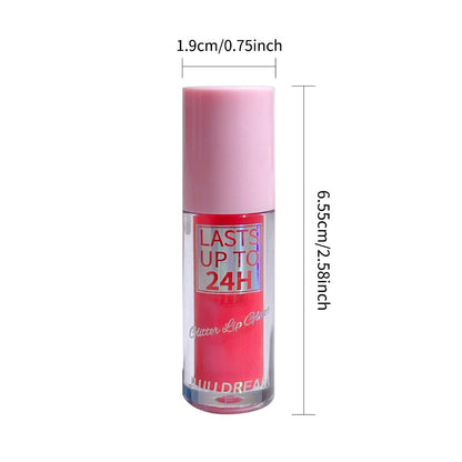 Lip Gloss & Lip Stain Set — Waterproof 24H Long-Lasting, Glitter Shine, Moisturizing Lip Oil, Berry Coral Pink Red Shades, High-Impact Color for Festivals & Everyday Glam