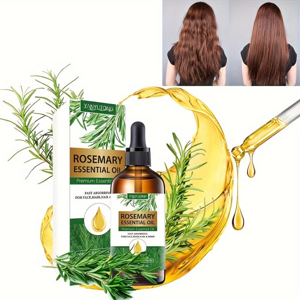 Rosemary Essential Oil 3-Pack 3.38oz — Plant-Based Hydrating Hair & Skin Care, Multi-Use for Face Body Nails Massage & DIY, Holiday Gift Set