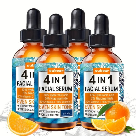 4-In-1 Hyaluronic Acid, Niacinamide, Vitamin C, Vitamin E Facial Serum, Moisturizing, Nourishing Skin, Suitable for All Skin Types 30Ml/1.05Oz (4pcs)