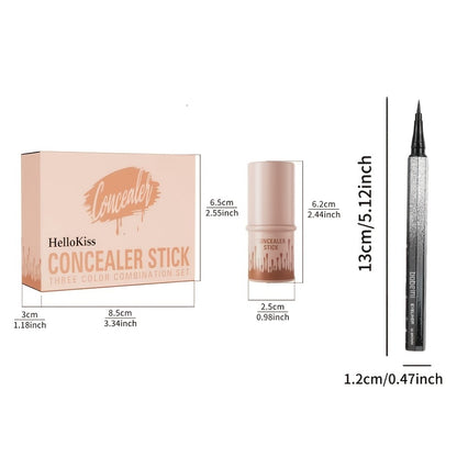 Contour Stick Set 3pcs - Blush Stick, Highlighter Stick & Bronzer Stick Cream Contour Kit, Non-Greasy Waterproof Long-Lasting Makeup for Fair to Medium Skin, Christmas Gift