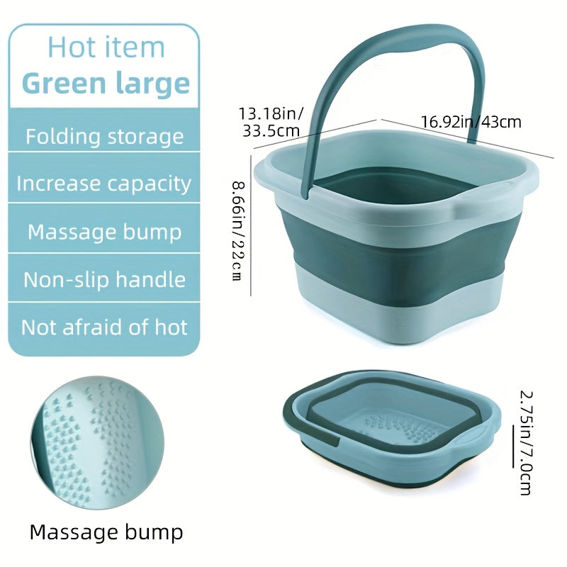 Collapsible Foot Soak - Sturdy Travel Spa Container with Handle, Compact Design for Home, Salon, And On-The-Go - Easy to Clean Foot Soak Container And Laundry Basket, Robust Build