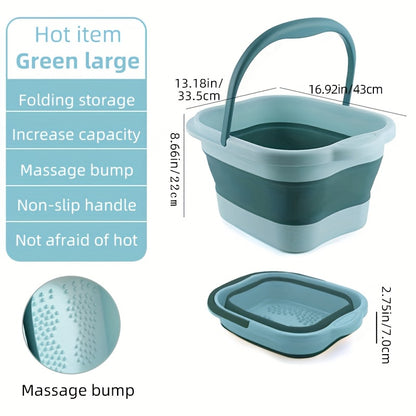 Foldable Foot Bath Spa Bucket Portable Collapsible Pedicure Basin — 3.96 Gal, Sturdy Handle, Space-Saving, Easy to Clean, for Home Salon & Travel, Multiple Colors
